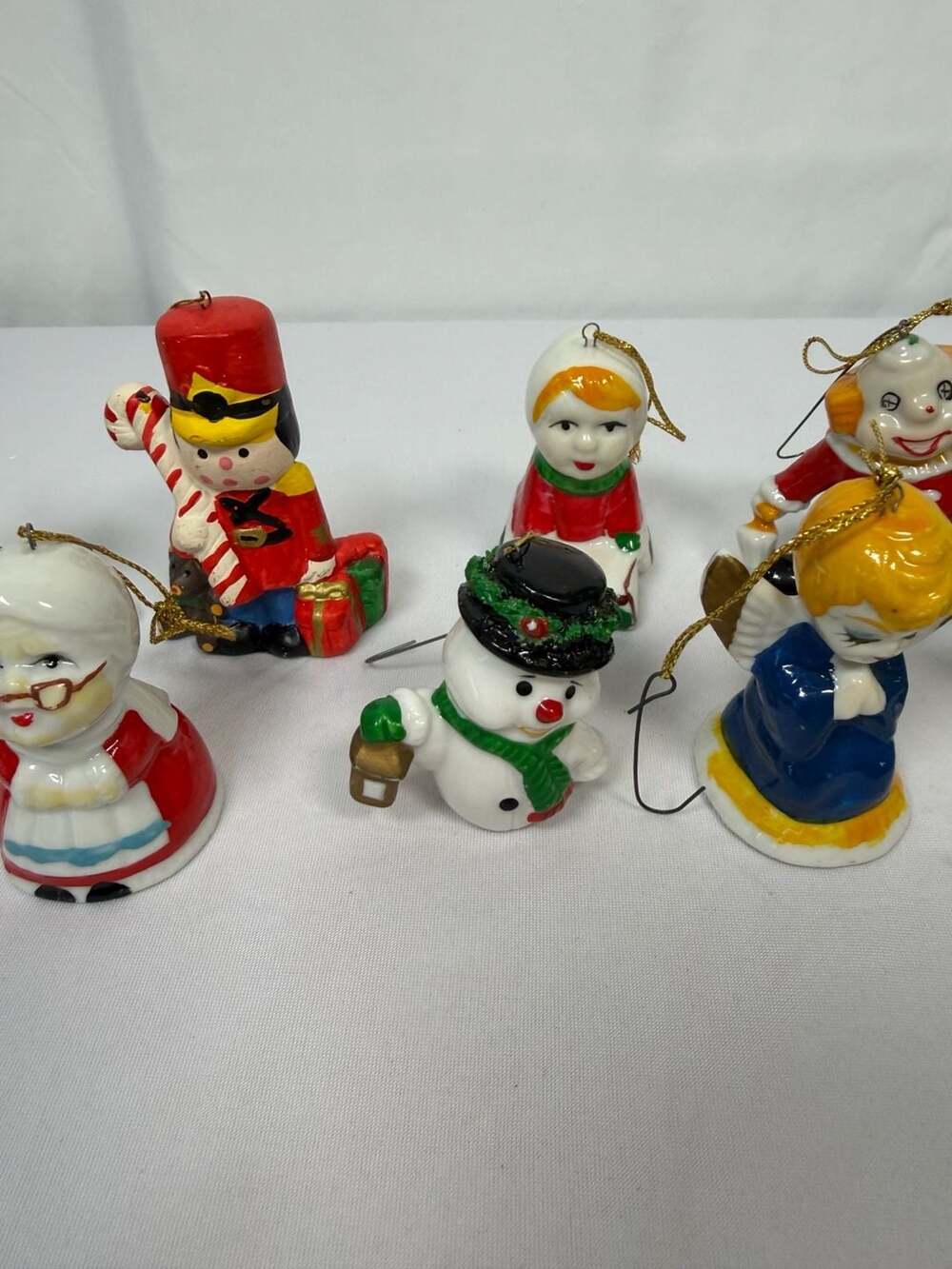 Vintage Ceramic Christmas Ornaments Set of 10 Handpainted Holiday Figures - Picture 3 of 6